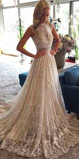36 Gorgeous A Line Wedding Dresses A Line Wedding Dresses Lace Heavily Embroidered High Neck Lace Wedding Dress High Neck Wedding Dress A Line Wedding Dress