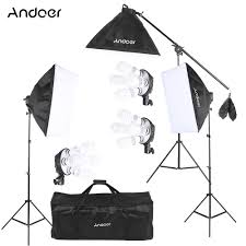 Andoer Studio Photo Video Lighting Kit With 12 45w Bulb 3 4in1 Bulb Socket 3 Softbox 3 Light Stand 1 Cantilever Stick 1 Carrying Bag Walmart Com Walmart Com
