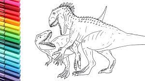 Drawing and coloring jurrasic world raptor and motorbike | dinosaurs color pages for childrens. Indominus Rex Jurassic World T Rex Coloring Page Novocom Top
