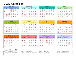 Free Printable 2020 Yearly Calendar With Holidays Free Printable 2020 Monthly Calendar With H 2020 Calendar Template Print Calendar Printable Calendar Design