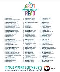The Pbs Great American Read List 100 Books To Read Book Club Books Book Challenge