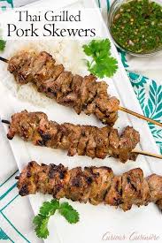 Ingredients · 400 g pork shoulder (make sure it has a little fat) · 1 lemongrass stalk, bashed · 2 tbsp coriander/cilantro roots, chopped · 4 cloves of garlic · 0.5 . Moo Ping Thai Grilled Pork Skewers Curious Cuisiniere