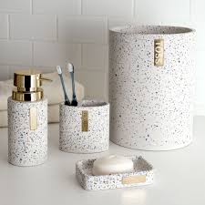 His and hers bathroom decor walmart fabiobertozzi. Mainstays 3 Piece Terrazzo With Gold Plate Cement Bath Accessory Set Walmart Com Bath Accessories Set Bath Accessories Terrazzo