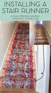 A Cost Effective Diy Idea On Using A Regular Rug Runner As A Stair Runner Stair Runner Stair Runner Carpet Stair Rug Runner