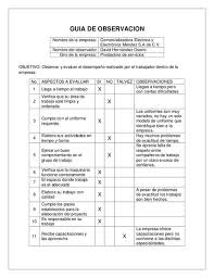 Guia De Observacionobjetivo Observar Y Evaluar El Desempeno Realizado Por El Trabajador Dentro De Laempresa No Aspect Sheet Music