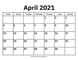 Monthly calendars and planners for every day, week, month and year with fields for entries and notes April 2021 Calendars Printable Calendar 2021