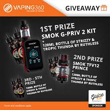 Smok G Priv 2 Kit Smok Tfv12 Prince And 1200ml Ruthless E Juice Giveaway By E Juice Plug Giveaway Gift Card Giveaway