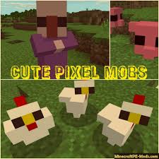Complete minecraft pe mods and addons make it easy to change the look and feel of your game. Cute Pixel Mobs 16x Mcpe Texture Resource Pack 1 11 1 10 1 9 Download