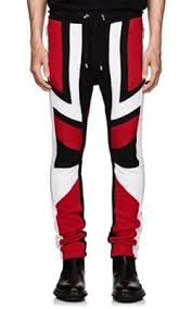 Black And Red Joggers Mens Balmain Colorblocked Cotton Biker Jogger Pants Balmain Cloth Mens Designer Joggers Jogger Pants Designer Joggers