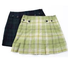 2 Gap M A Line Mini Skirt Green Blue Check Plaid