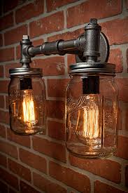 Industrial Lighting Lighting Mason Jar Light Steampunk Etsy Steampunk Lighting Mason Jar Lighting Jar Lights