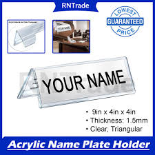 Pick out unique binders, folders, business cards and more. Hot Clear Transparent Acrylic Desk Name Plate Holder 9 X 4 X 4 Lazada Ph