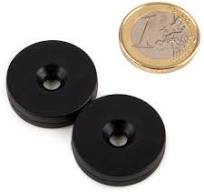 Ring magnet countersink Ø 25.4 x 4.5 x 6.4 mm plastic coating - black