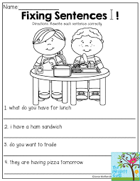 Fixing Sentences Rewrite Each Sentence Correctly Great Lesson To Enforce Proper Grammar And P Sentences Kindergarten Kindergarten Writing Homeschool Learning