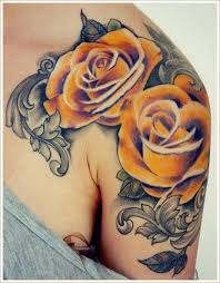 Shoulder Yellow Rose Tattoo Yellow Rose Tattoos Front Shoulder Tattoos Rose Shoulder Tattoo