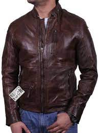 Men S Leather Slim Fit Distressed Vintage Classic Black Brown Biker Jacket Ebay Leather Jacket Slim Fit Coat Leather Jackets Online
