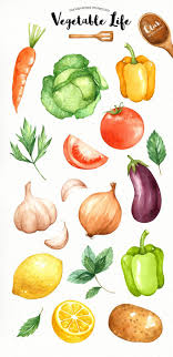 Vegetables Life Watercolor Cliparts Veggies Watercolor Etsy In 2021 Vegetable Painting Vegetable Illustration Watercolor Food
