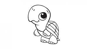 This is a simplified cartoon version of a sea turtle. Cartoon Turtle Drawing