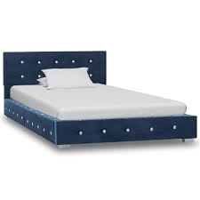 Boxspring bett hotel doppel blau samt luxus betten polster bettkasten 180x200. Vidaxl Bettgestell Blau Samt 90x200 Cm Kaufland De