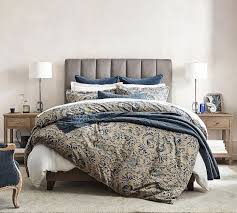 Cream genuine leather headboard from west elm. Kira Channel Tufted Upholstered Headboard Pottery Barn