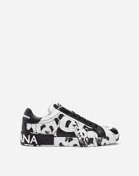 Black And Silver Dolce Gabbana Sneakers Dolce Gabbana Portofino Sneakers In Printed Nappa Calfskin In Multi Colored Modesens Dolce And Gabbana Sneakers Limited Edition Sneakers