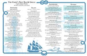 Check spelling or type a new query. Crow S Nest Bar Grille Menu In Captiva Florida Usa