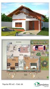 80 Metros Quadrados Residencia De 2 Dormitorios E 1 Banheiro Possui Cozinha E Area De Projetos De Casas Populares Projetos De Casas Simples Plantas De Casas