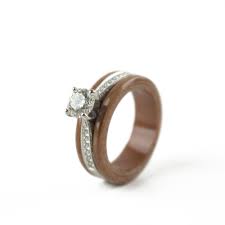 Cherry Wood And Diamond Engagement Ring Simply Wood Rings Woodengagementring Wooden Wedding Ring Skull Engagement Ring Wooden Rings Engagement