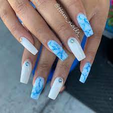 Tam Tran Fabulous Nails On Instagram Blue Marble Bluenails Marblenails S Acrylic Nails Coffin Short Blue Acrylic Nails Purple Acrylic Nails