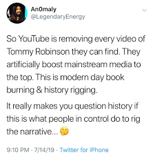 Youtube and social media personality an0maly joins chad this week to discuss how he got turned off of bernie sanders, being authentic with your beliefs, the perils of political correctness and why you need to watch out for emus. An0maly Youtube Is Banning Every Video Of Tommy Robinson Facebook