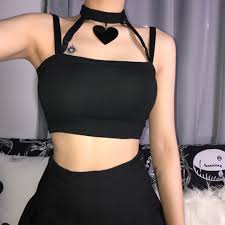 Black Aesthetic Gothic Crop Top In 2020 Stylish Crop Top Fashion Aesthetic Clothes