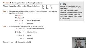 Select the one best answer1. Algebra 1 6 3 Complete Lesson Solving Systems Using Elimination Matthew Richardson Library Formative