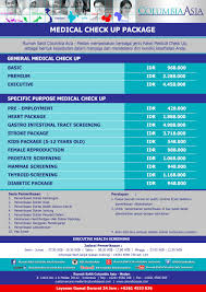 Rumah Sakit Columbia Asia Medan Menyediakan Berbagai Jenis Paket Medical Check Up Sebagai Bentuk Kepedulian Dalam Menjaga Dan Mendete Columbia Kesehatan Jenis
