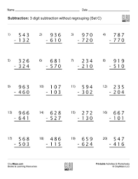 subtraction worksheet 3 digit subtraction without regrouping set c childrens homeschool books workbooks supplies and free worksheets