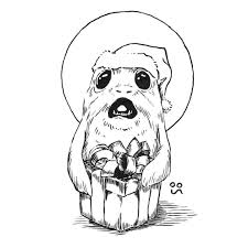 A Christmas Porg Ink Drawing I Ll Color It Tomorrow Art Drawing Ink Inkdrawing Starwars Porg Christmas Christmasporg G Star Wars Art Art Ink Drawing