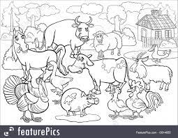 Download Illustration Of Farm Animals Cartoon For Coloring Book