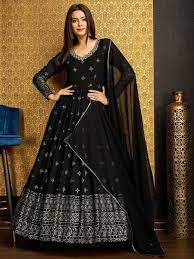 Buy Indian Latest Black Gown Online at Ethnic Plus at Best Price