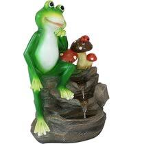 This natural boulder bird bath fountain features two carved frogs spitting water at each other. Spitting Frog Fountain Wayfair