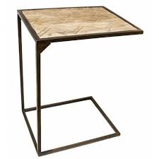 console haute gueridon bout de canape carre ou table d appoint desserte en fer marron 48x48x87cm bout de canape bois et fer console haute