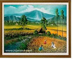 Pd105 Lukisan Panen Padi Sawah 60x80 Lukisan Kode Ukuran 60x80cm Harga Rp 375 000 Dengan Gambar Pemandangan Lukisan Alam