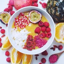 Mango Smoothie Bowl Simply Blend 1 Mango 1 Frozen Banana 1 Peach The Juice Of One Orange And 1 Teasp Raw Food Recipes Mango Smoothie Bowl Healthy Smoothies