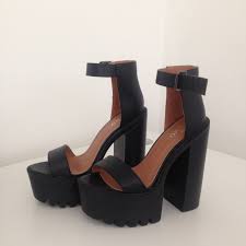 Sale Public Desire Jessi Black Cleated Sole Platform Shoes Actual