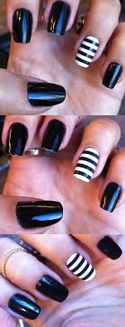 Black And White Striped Nails Black Nails Stripe Ring Finger Nails Striped Nails Nails Inspiration