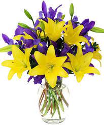 Iris Lily Purple Flower Bouquet Yellow Flower Arrangements Purple Flower Arrangements