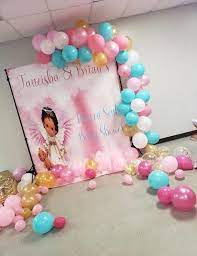 Pink And Tiffany Blue Heaven Sent Theme Baby Shower Backdrop Twincess Theme Backdrop Baby S Baby Shower Candy Table Baby Shower Themes Baby Shower Backdrop