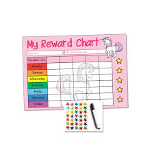 kids childs unicorn reward chart good behaviour reward with pen and stickers