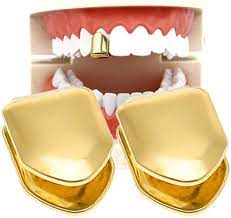 Some people request gold crowns on their front teeth as well. Amazon Com Huiyouhui 2 Pieces 14k Plated Gold Grillz Mouth Teeth Hip Hop Teeth Plain Top Tooth Single Grill Cap For Teeth Mouth Party Accessories Teeth Grills Color Gold Clothing