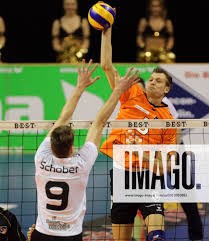 Robert Kromm, BR Volleys, hinten, vorne Thomas Schober, Dresen BR Volleys  Berlin vs VC Dresden