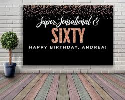 60th Birthday Banner With Picture Printable 60th Birthday Decoration For Women 60th Birthday Banner Black Rose Gold 70th 40th Birthday Decorations Diy Birthday Banner 60th Birthday Decorations
