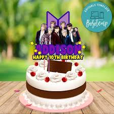 The boys have grown up so much and even i added 4 candles for 4th anniversary and used blue as bts and pink as army. Bts Birthday Cake Topper Template Printable Diy Bobotemp